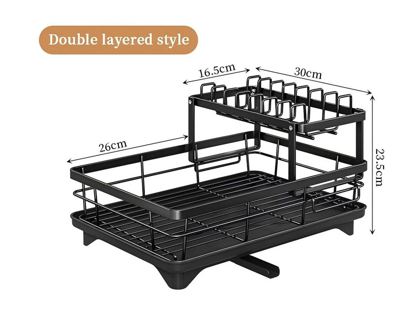 Dish Drying Rack- Space-Saving Dish Rack, Dish Racks for Kitchen Counter, Stainless Steel Kitchen Drying Rack with a Cutlery Holder,12''W x 17''L, Black