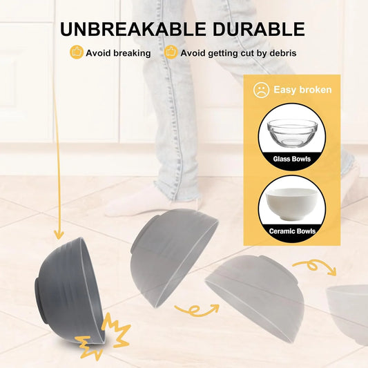 Unbreakable Dinnerware Sets, Wheat Straw Plates and Bowls Sets for 8, Microwave & Dishwasher Safe, Eco-Friendly, Perfect for Dinners, Buffets, and Events- Black