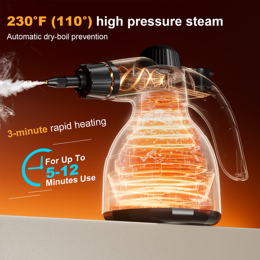 Handheld Steam Cleaner: Multi-Surface Steamer with 12 PCS Accessories Pressurized Natural Steam Cleaner for Home Cleaning Dirt, Grease, Grout, Tile, Floor, Couch and Car-Yellow
