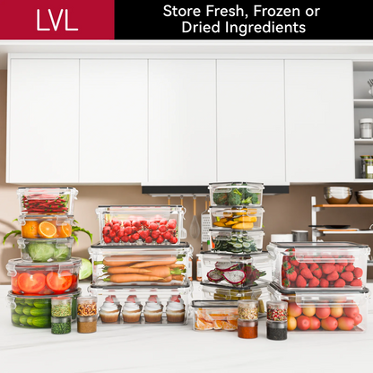 50 Pcs Food Storage Containers with Lids Airtight, Plastic Meal Prep Container for Pantry & Kitchen Organization & bento box & snack containers, BPA-Free, Leak-Proof with Labels & Marker Pen