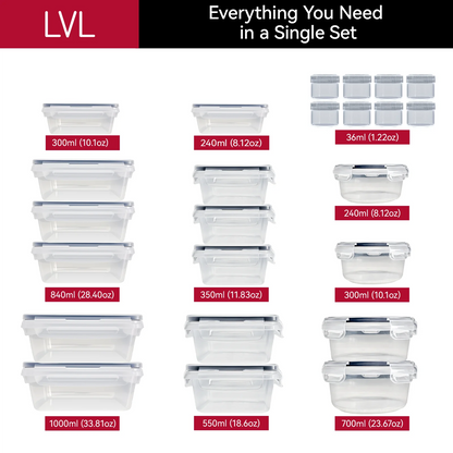 50 Pcs Food Storage Containers with Lids Airtight, Plastic Meal Prep Container for Pantry & Kitchen Organization & bento box & snack containers, BPA-Free, Leak-Proof with Labels & Marker Pen