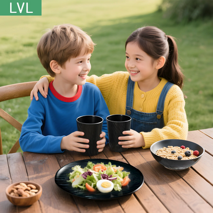 Unbreakable Dinnerware Sets, Rock Texture Bowls Sets for 18PCS, Microwave & Dishwasher Safe, Eco-Friendly, Perfect for Dinners, Buffets, and Events- Black