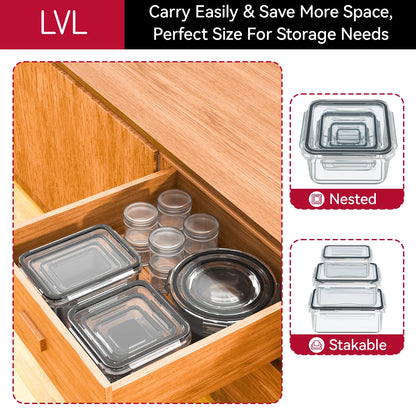 50 Pcs Food Storage Containers with Lids Airtight, Plastic Meal Prep Container for Pantry & Kitchen Organization & bento box & snack containers, BPA-Free, Leak-Proof with Labels & Marker Pen