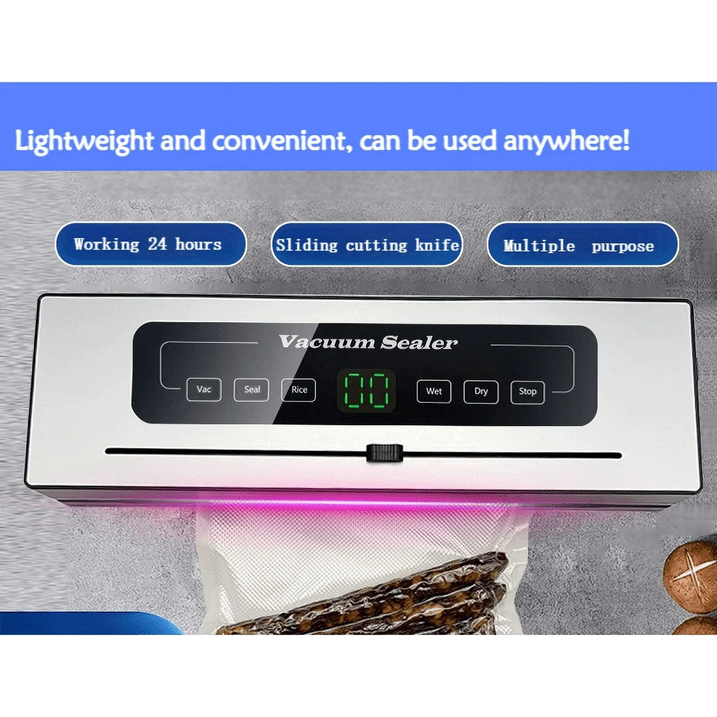LVL Vacuum Sealer Machine, Automatic Air Sealing Food Saver with Dry&Moist Food Modes, One-key Meat Sealers Vacuum Packing Machine for Kitchen Food Saver Storage