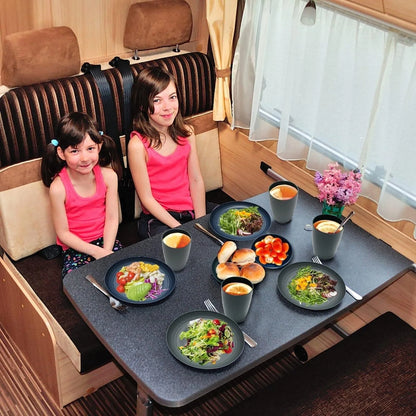 Unbreakable Dinnerware Sets, Wheat Straw Plates and Bowls Sets for 8, Microwave & Dishwasher Safe, Eco-Friendly, Perfect for Dinners, Buffets, and Events- Black